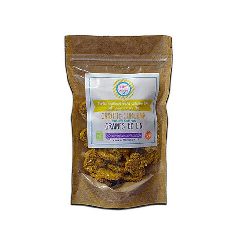 Biscuits carotte curcuma pour chien Happy Crackers