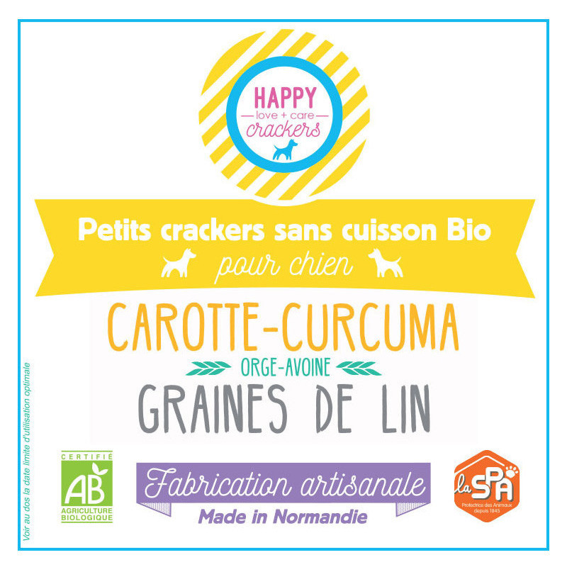 Biscuits carotte curcuma pour chien Happy Crackers 1