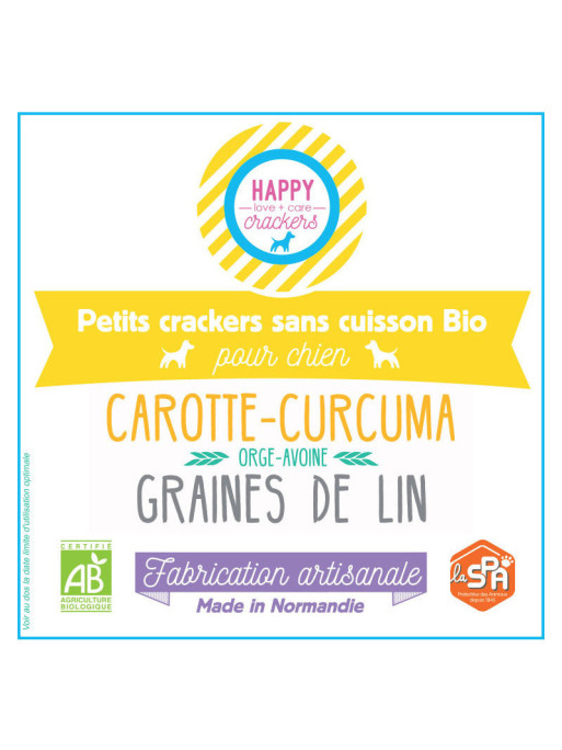 Biscuits carotte curcuma pour chien Happy Crackers 1