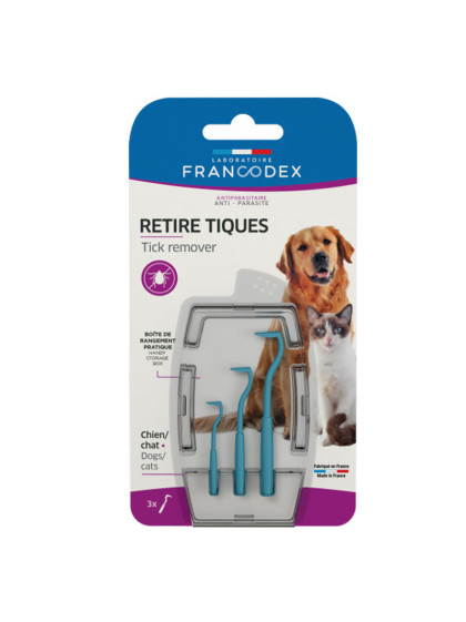 Retire tiques 3 crochets chien et chat Francodex