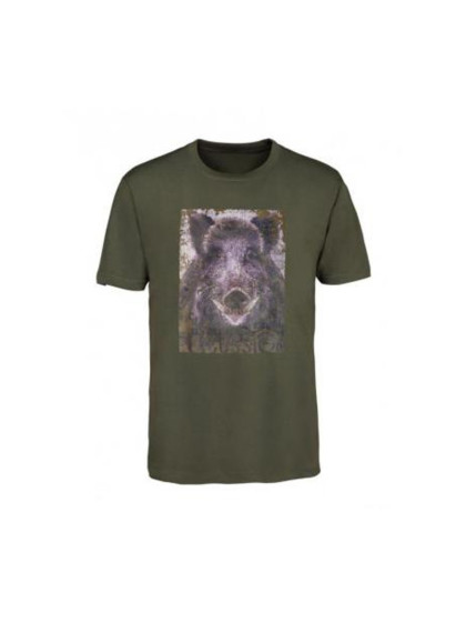 Tee-Shirt kaki sanglier chasse Percussion