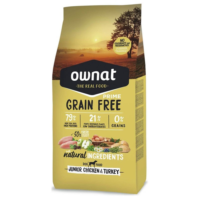 Croquettes Grain Free Prime Junior Chicken & Turkey Ownat 12kg