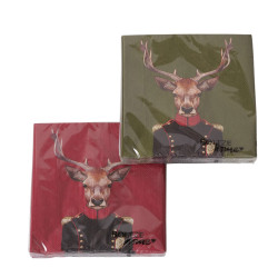 set de serviettes papier cerf lovergreen