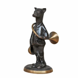 Statuette bronze blaireau et sa trompe de chasse Lovergreen