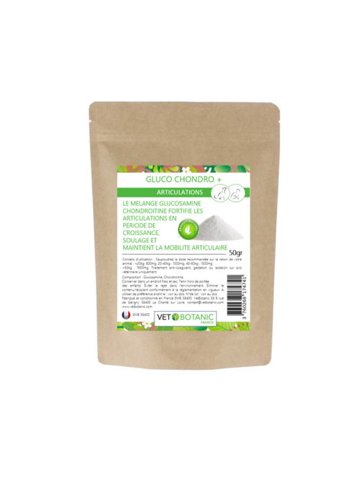 Complément alimentaire glucosamine chondroitine pour chat et chien 50g Vet Botanic