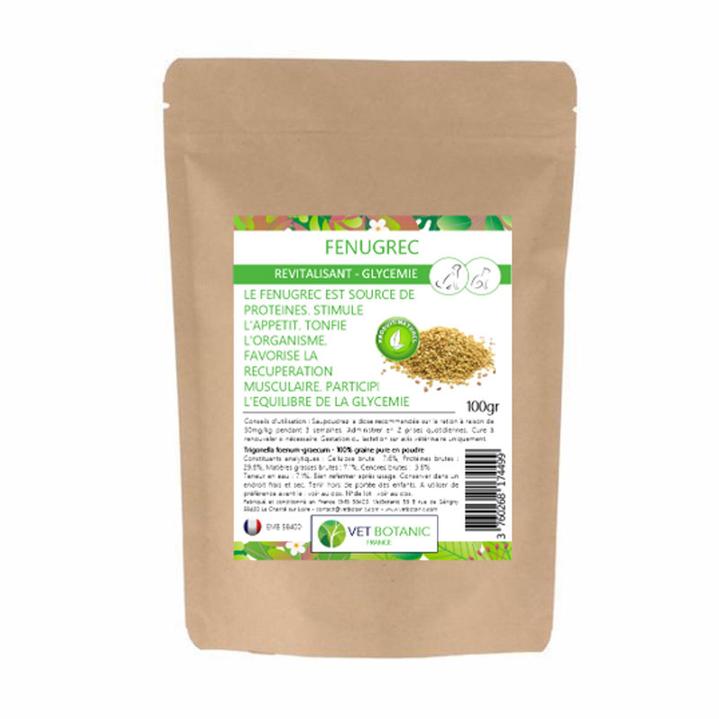 Complément alimentaire Fenugrec pour chat et chien 100g Vet Botanic