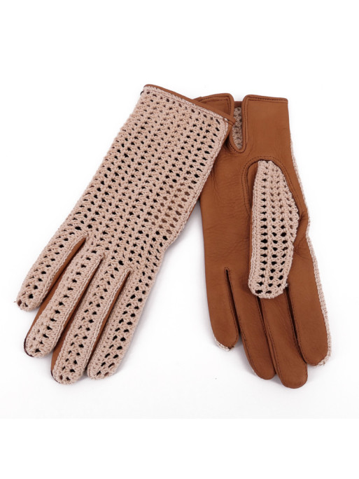 Gants cuir de cerf et crochet Homme Milona