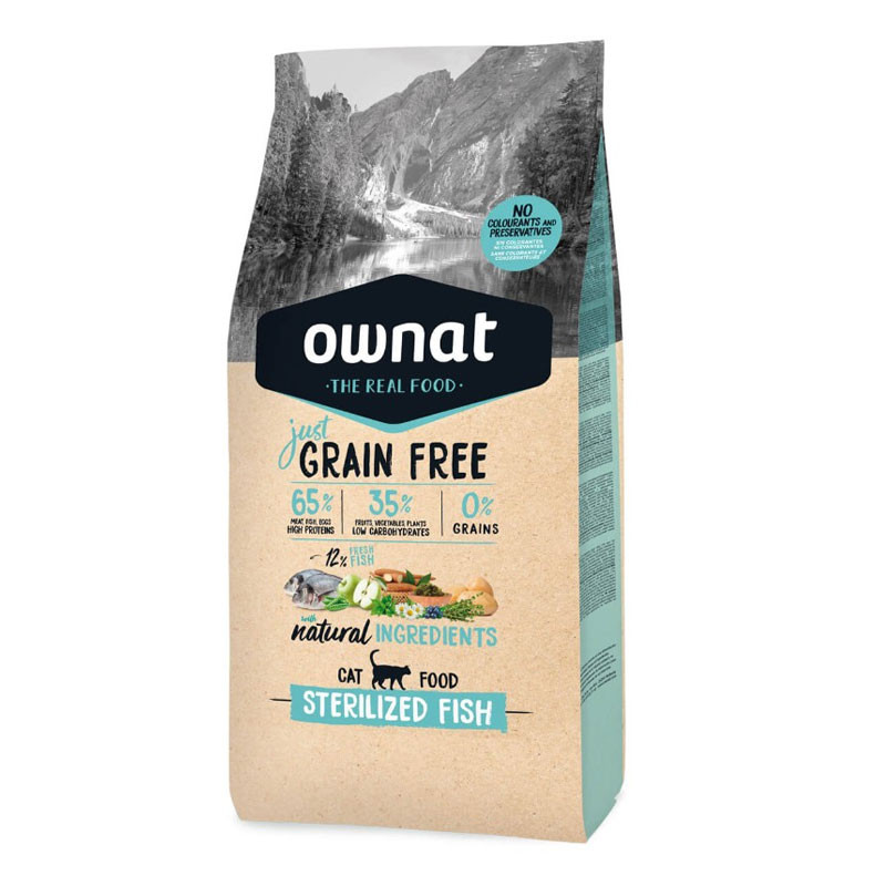 Croquettes chat Just Grain free sterilized Fish Ownat 8kg