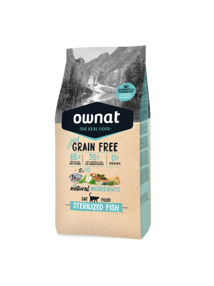 Croquettes chat Just Grain free sterilized Fish Ownat 8kg