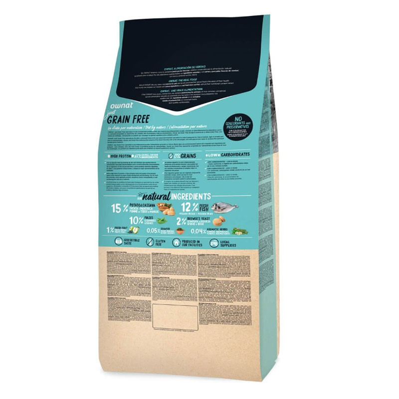 Croquettes chat Just Grain free sterilized Fish Ownat 8kg