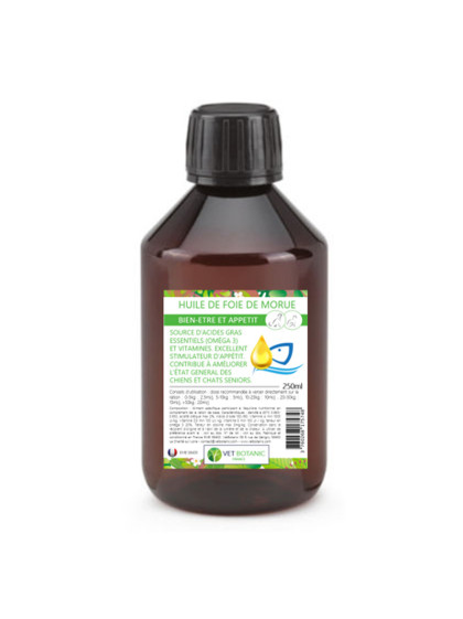 Huile de foie de morue pour chien et chat 250ml Vet Botanic