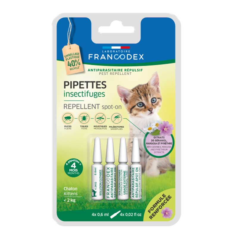 Insect Codex Pipettes insectifuge formule renforcée chaton x4 Francodex