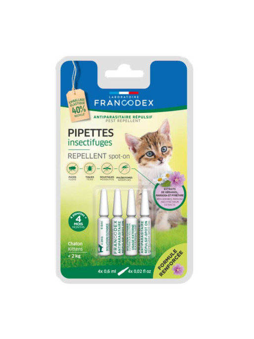 Pipettes insectifuges formule renforcée chaton x4 Francodex