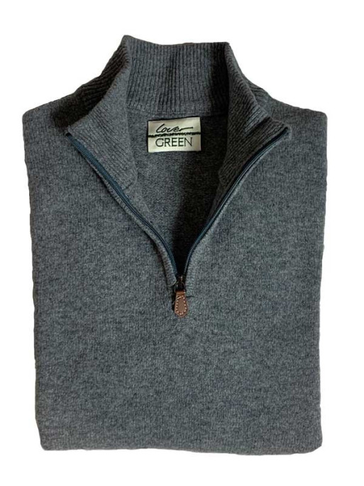 Pull col zippé Lambswool Lovergreen Pull col zippé Lambswool Lovergreen