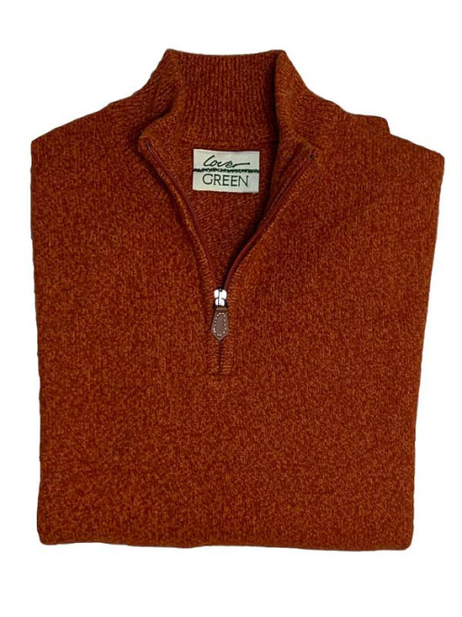 Pull col zippé Lambswool Lovergreen