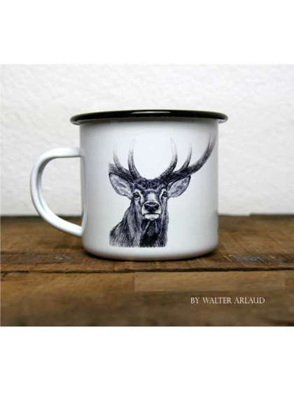 Mug métal émaillé Regards Sauvage le Cerf by Walter Arlaud