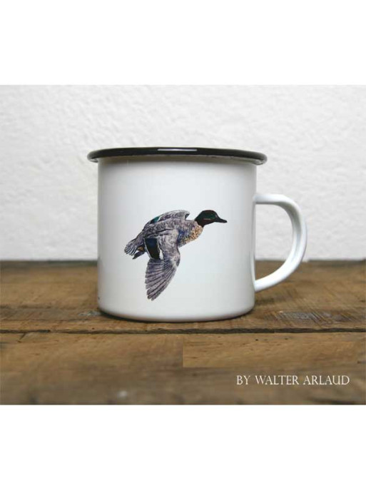 Mug métal émaillé Canards Sarcelle d'hiver by Walter Arlaud