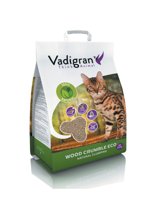 Litière pour chat Wood Crumble 20L Vadigran