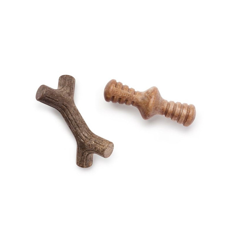 Jouets à mâcher x2 Dental Chew et Wishbone chiot Benebone